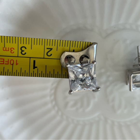 .925 Sterling Silver large faux diamond earrings stocking stuffer gifts for her - Picture 4 of 8